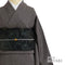 小紋 リサイクル 身丈157.2cm 裄66.4cm 袷 草花柄地紋 縞模様 ブラウン Mサイズ お洒落 正絹 広衿 Sランク