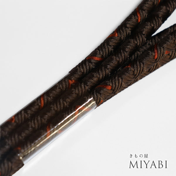 帯締め リサイクル カジュアル 丸組紐 ブラウン 正絹 新品・未使用品