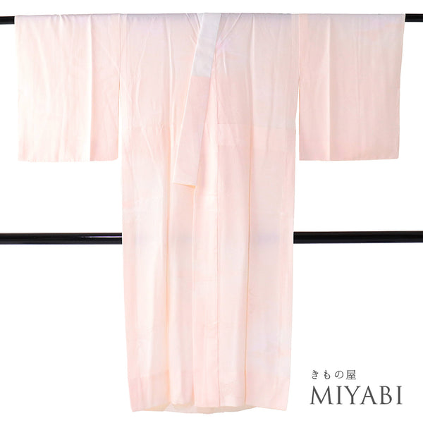 長襦袢 リサイクル 長襦袢 身丈129.8cm 裄66.4cm 袷 雲取りや橘柄 地紋 後身頃居敷当て付け ピンク Mサイズ お洒落 正絹 袖無双 Aランク