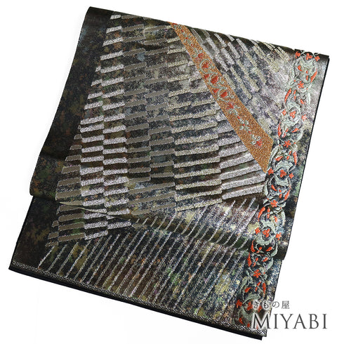 袋帯 リサイクル 帯丈424cm 六通 抽象柄 多色 Sサイズ 正絹 Sランク フォーマル お洒落