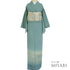 訪問着 リサイクル 夏着物 身丈157.5cm 裄64.4cm 絽 甲泰造作 流水 墨流し風 ブルー Mサイズ セミフォーマル お洒落 落款 一つ紋 正絹 広衿 Sランク