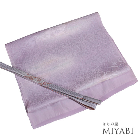 帯締め・帯揚げセット リサイクル 平組紐 ちりめん ピンク 正絹 新品・未使用品 地紋