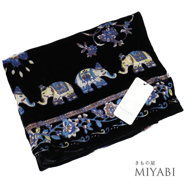 ショール ブラック 正絹 未使用品 国重 和装ショール ベルベット オーガンジー