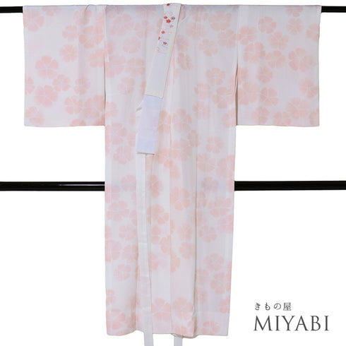 長襦袢 リサイクル 洗える長襦袢 身丈134.5cm 裄65.2cm 袷 撫子柄 ピンク Mサイズ お洒落 ポリエステル 洗える着物 袖無双 Aランク