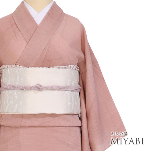 色無地 リサイクル 夏着物 身丈159.3cm 裄62.2cm 夏物 夏物 竹柄 ピンク Mサイズ セミフォーマル 正絹 広衿 Sランク