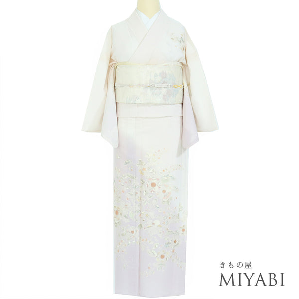 訪問着 リサイクル 夏着物 身丈161.8cm 裄64.8cm 夏物 辻ヶ花模様 ミシン刺繍 ピンク Lサイズ お洒落 不明 広衿 Sランク