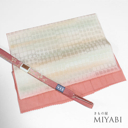 帯締め・帯揚げセット リサイクル お洒落 手組紐 ピンク 正絹 新品・未使用品