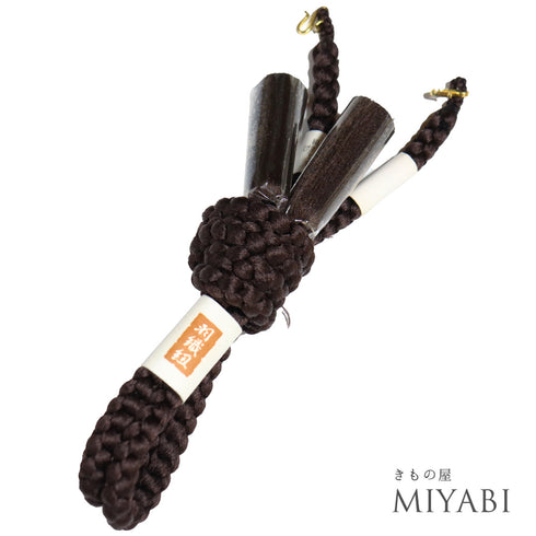 羽織紐 リサイクル ブラウン 正絹 新品・未使用品 男物