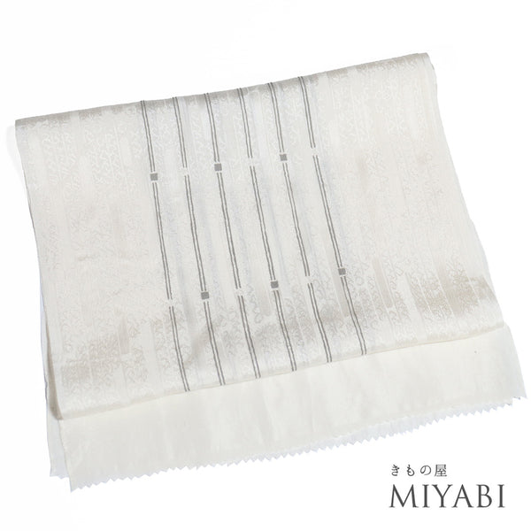 帯揚げ リサイクル お洒落 ちりめん 正絹 アイボリー 地紋 新品・未使用品 AG-1260