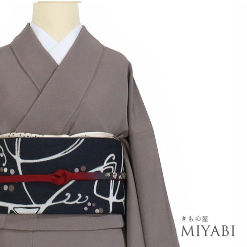 色無地 リサイクル 身丈156.7cm 裄64cm 袷 パープル Mサイズ お洒落 一つ紋 しつけ糸 正絹 広衿 Sランク