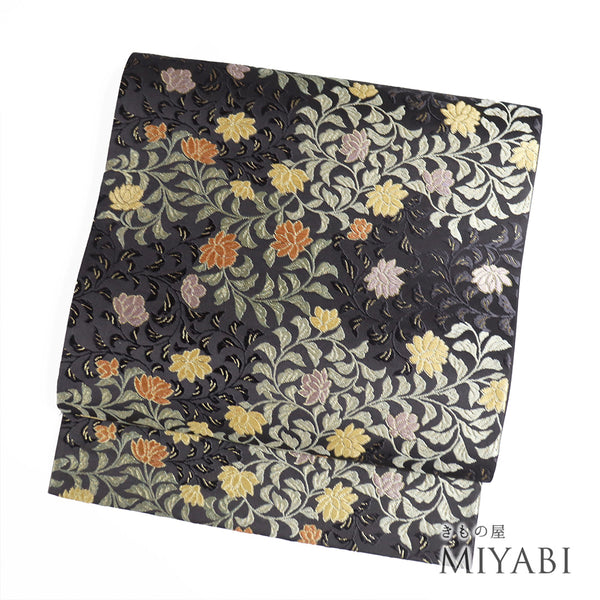 袋帯 リサイクル 帯丈450cm 六通 唐織刺繍 唐錦篠屋宗氏衛謹製 ブラウン Lサイズ 正絹 Sランク セミフォーマル お洒落