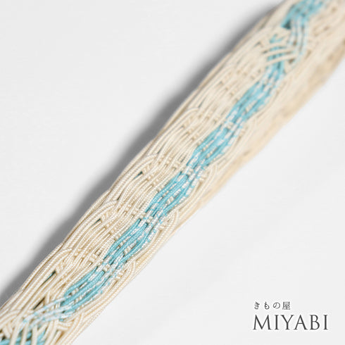 帯締め リサイクル 手組紐 ブルー 正絹 新品・未使用品 夏物