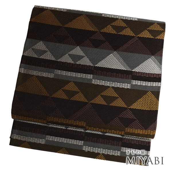 袋帯 リサイクル 帯丈442cm 全通 幾何学柄 粋好 多色 Mサイズ 正絹 Sランク お洒落