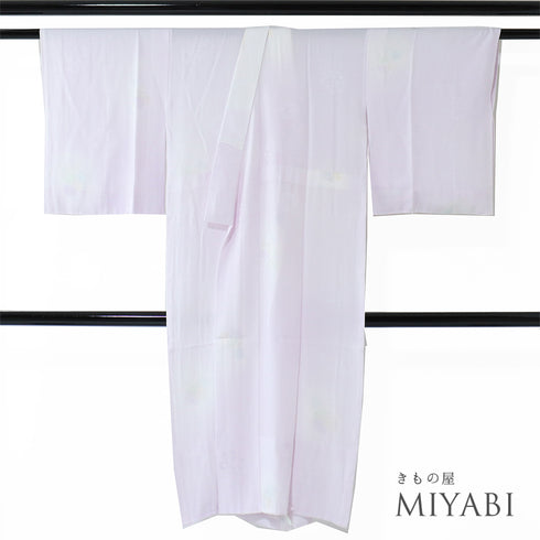 長襦袢 リサイクル 長襦袢 身丈123.5cm 裄65.2cm 袷 花丸の地紋 後見頃居敷当て付き パープル Mサイズ 正絹 袖無双 Aランク