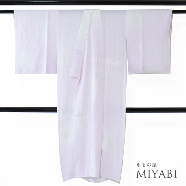 長襦袢 リサイクル 長襦袢 身丈123.5cm 裄65.2cm 袷 花丸の地紋 後見頃居敷当て付き パープル Mサイズ 正絹 袖無双 Aランク