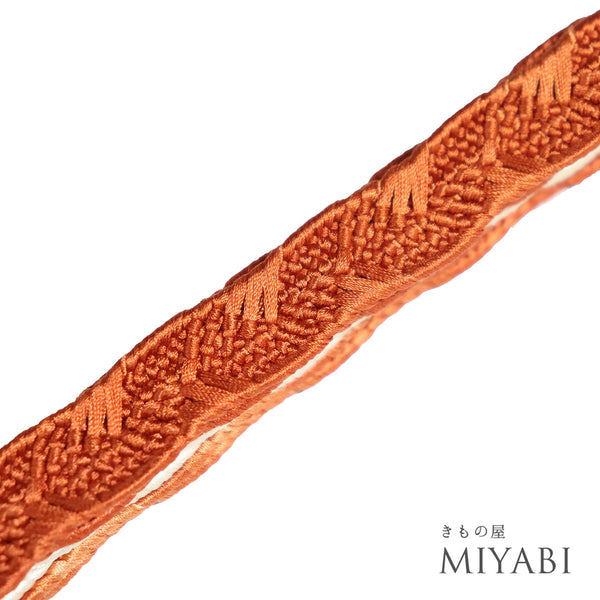 帯締め リサイクル 手組紐 オレンジ 正絹 新品・未使用品