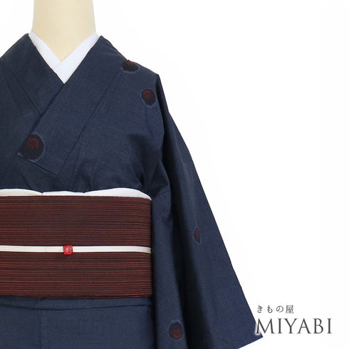 紬 リサイクル 身丈154.3cm 裄62.2cm 袷 ネイビー Sサイズ お洒落 正絹 広衿 Sランク