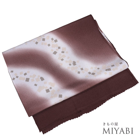 帯揚げ リサイクル お洒落 ちりめん 正絹 ブラウン 斜めぼかし Sランク AG-1216