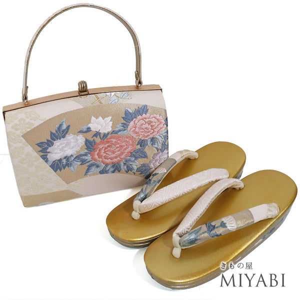 草履・バッグセット リサイクル ベージュ 不明 Sランク 花柄