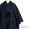 アンサンブル 男物 リサイクル 身丈150.2cm 裄68cm 羽織丈100cm 袷 大島 ネイビー Lサイズ お洒落 カジュアル しつけ糸 正絹 棒衿 Sランク
