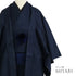 アンサンブル 男物 リサイクル 身丈150.2cm 裄68cm 羽織丈100cm 袷 大島 ネイビー Lサイズ お洒落 カジュアル しつけ糸 正絹 棒衿 Sランク