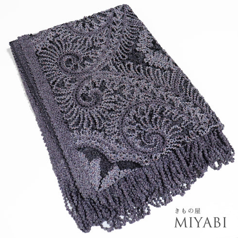 ショール リサイクル お洒落 パープル 正絹 未使用品 無月