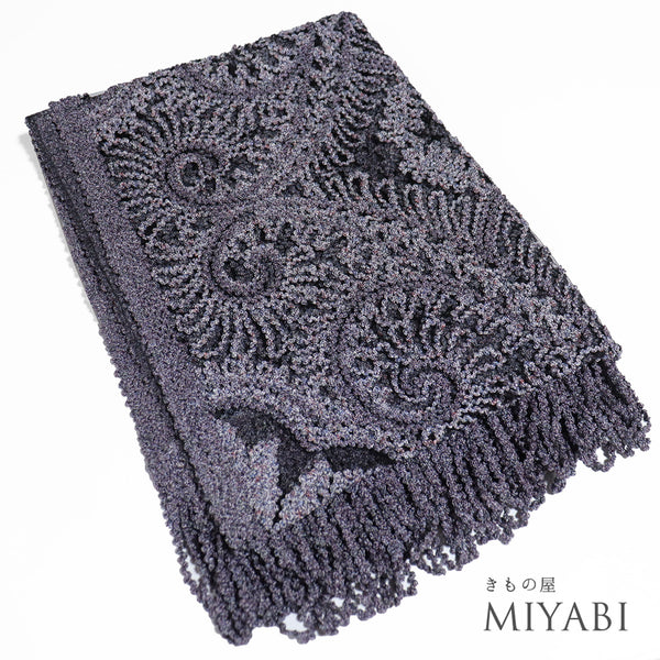 ショール リサイクル お洒落 パープル 正絹 未使用品 無月