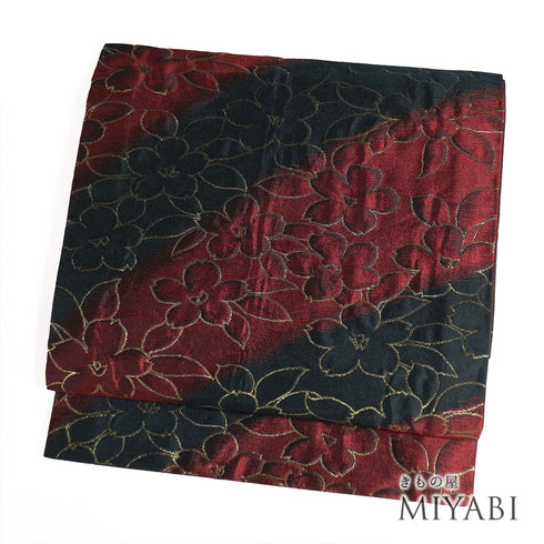 京袋帯 リサイクル 帯丈378cm 六通 花柄 多色 Mサイズ ポリエステル Sランク お洒落 カジュアル