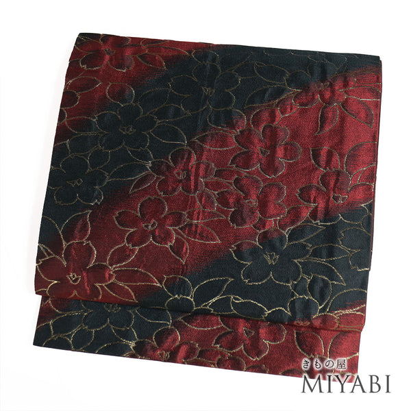 京袋帯 リサイクル 帯丈378cm 六通 花柄 多色 Mサイズ ポリエステル Sランク お洒落 カジュアル