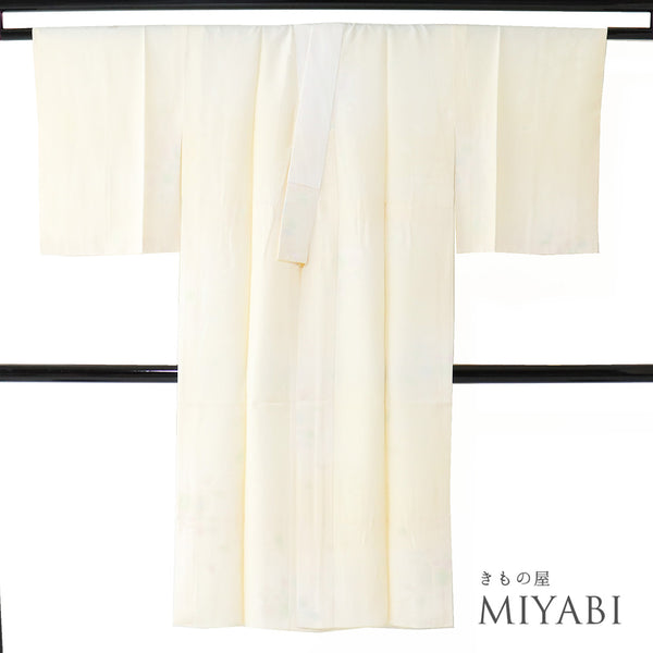 長襦袢 リサイクル 身丈127cm 裄63.2cm 袷 辻ヶ花柄 部分絞り 地紋 ホワイト Sサイズ フォーマル セミフォーマル 正絹 袖無双 Sランク