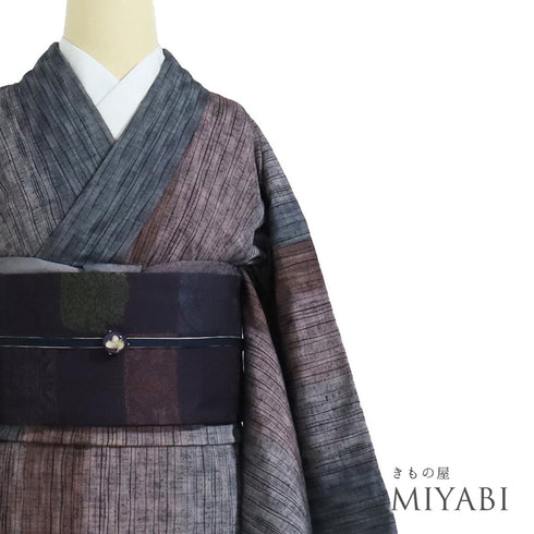 紬 リサイクル 身丈160.7cm 裄65.6cm 袷 デザイン縞模様 多色 Lサイズ お洒落 カジュアル 正絹 広衿 Sランク