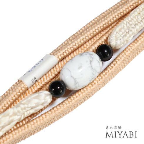 帯締め リサイクル 手組紐 オレンジ 正絹 新品・未使用品 本天然石 西村菊次郎作