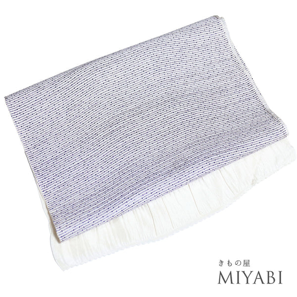 帯揚げ リサイクル ちりめん パープル 正絹 未使用品 ボーダー柄