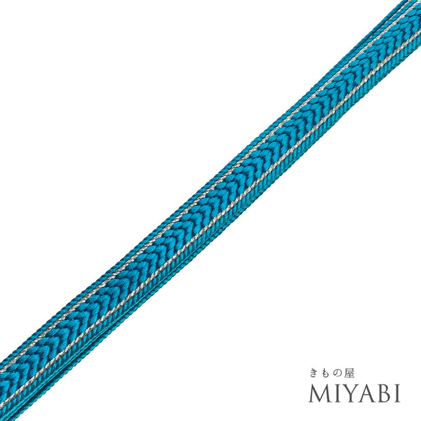帯締め リサイクル カジュアル 平組紐 ブルー 正絹 新品・未使用品 紫野工房 芙蓉庵