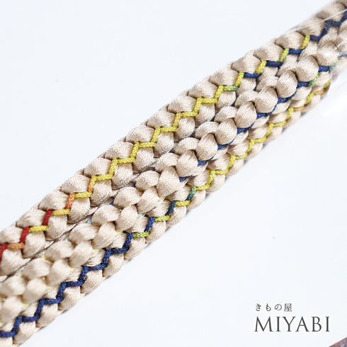 帯締め リサイクル カジュアル 丸組紐 ベージュ 正絹 新品・未使用品