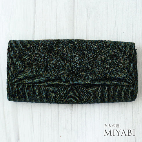 バッグ リサイクル ブラック ビーズ Aランク 花柄