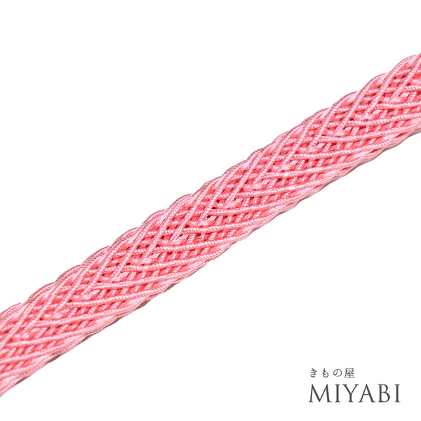 帯締め リサイクル カジュアル 手組紐 ピンク 正絹 新品・未使用品 夏物
