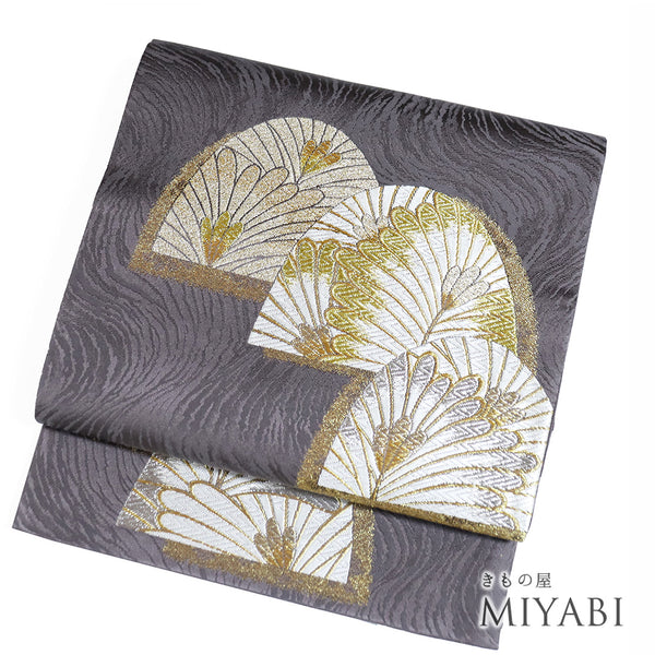 袋帯 リサイクル 帯丈432cm 六通 地紋 パープル Sサイズ 正絹 新品・未使用品 フォーマル お洒落