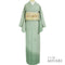 訪問着 リサイクル 身丈162.3cm 裄66cm 袷 汕頭刺繍風 グリーン Lサイズ お洒落 正絹 広衿 Sランク