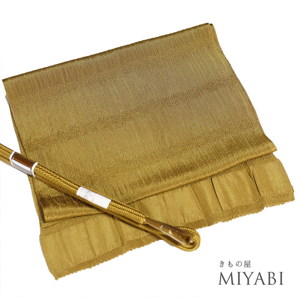 帯締め・帯揚げセット リサイクル カジュアル 手組紐 ちりめん ブラウン 正絹 新品・未使用品