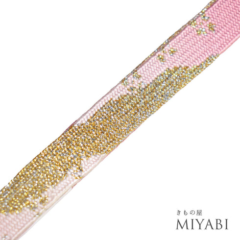 帯締め リサイクル セミフォーマル 平組紐 ピンク 正絹 新品・未使用品