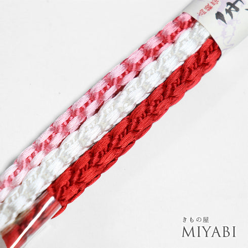 帯締め リサイクル カジュアル 手組紐 ピンク 正絹 新品・未使用品