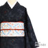 大島紬 リサイクル 身丈158.7cm 裄64.8cm 袷 鳥や葉枝柄 ブラック Mサイズ カジュアル お洒落 しつけ糸 正絹 広衿 Sランク
