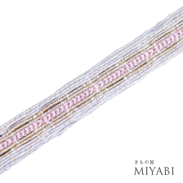 帯締め リサイクル 手組紐 パープル 正絹 新品・未使用品 夏物
