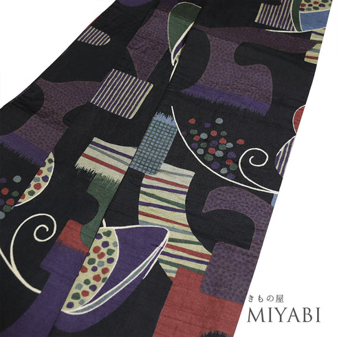 半巾帯 リサイクル 帯丈400cm 全通 抽象柄 両面柄 撫松庵 多色 SSサイズ 正絹 Sランク カジュアル お洒落