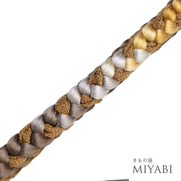 帯締め リサイクル 丸組紐 ブラウン 正絹 新品・未使用品