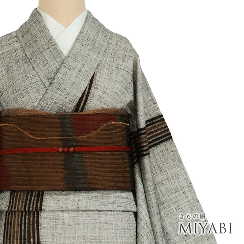 紬 リサイクル 身丈161.5cm 裄65.2cm 袷 ブラウン Lサイズ お洒落 カジュアル 正絹 広衿 Aランク (コピー)