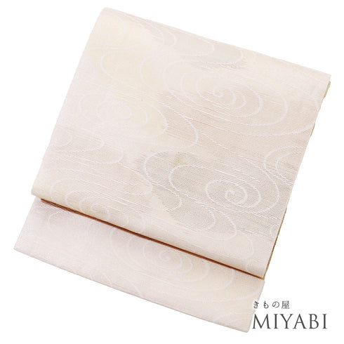 名古屋帯 リサイクル 帯丈356cm 六通 夏用 観世水柄 紋紗織 ピンク Sサイズ 不明 Aランク フォーマル