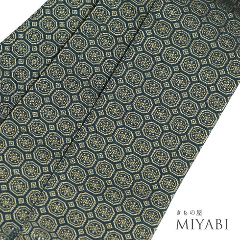 角帯 リサイクル 帯丈420cm 全通 グリーン Sサイズ 正絹 Sランク カジュアル お洒落