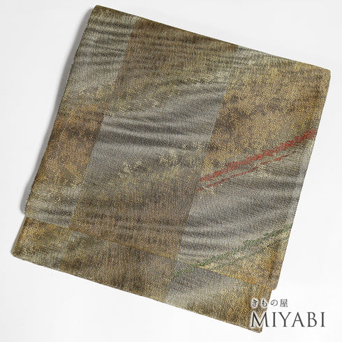 袋帯 リサイクル 帯丈434cm 六通 ゴールド Sサイズ 正絹 Sランク お洒落